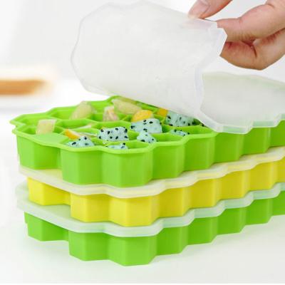 China Viable Bpa Free Ice Tray Honeycomb Ice Tray High Quality 37 Cavity Honeycomb Design Hexagon Ice Cube Tray With Silicone Lid for sale