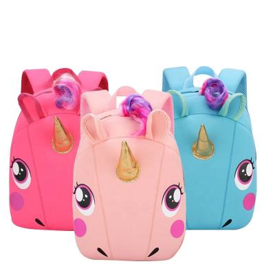 China New Fashion Cute Waterproof Small 3D Cartoon Unicorn Bookbag For Kids for sale