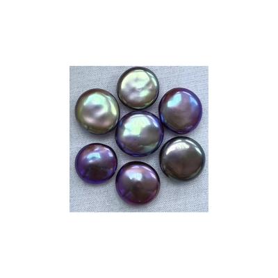 China Jewelry Making 14~15mm Freshwater Pearl Smooth Flawless Purple Button Wholesale Baroque Loose Pearl for sale