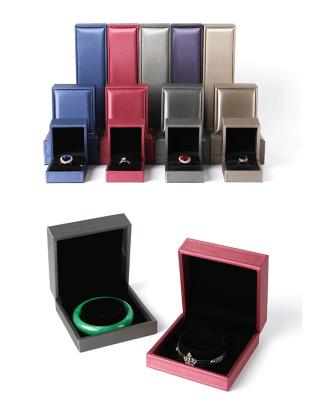 China Wholesale High Quality Leather Jewelry Packaging Box Ring Box Matte Black Leather Jewelry Bracelet Box Necklace With Best Price for sale