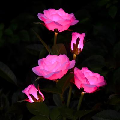 China SE911002 5 Outdoor Waterproof Garden Decorative Heads Rose Solar Light for sale