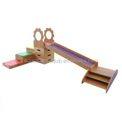 China SE943004 Wooden Playground Preschool Kids Slide Indoor Wooden Climbing Playground Equipment for sale