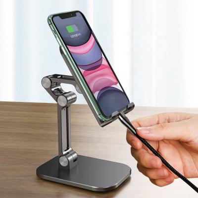 China Living Stream Desktop Stand Foldable 360 ​​Degree Rotatable Multi Angle Portable Desk Stand for iPad with Push Base, RSC Desk Stand for Phone for sale