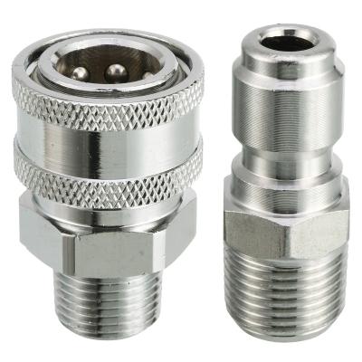 China Factory New Silver Stainless Steel Car Wash Adapters Kit 3/8 Inch Quick Connect Male Thread Fitting for sale