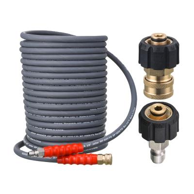 China Universal 50FT Car High Pressure Washer Joint Abrasion-Resistant Rubber Hose Pipe With M22 14mm Quick Connect for sale