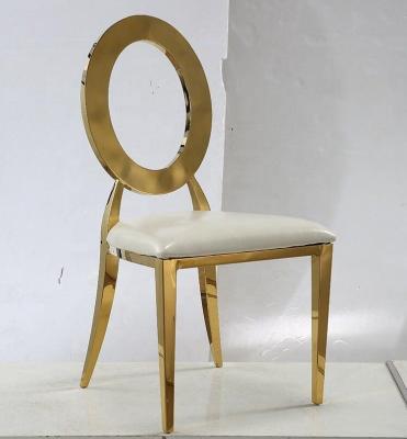 China Hotel Chair Gold Plated Round Back Stainless Steel Dining Chair For Party Event Rental Furniture for sale