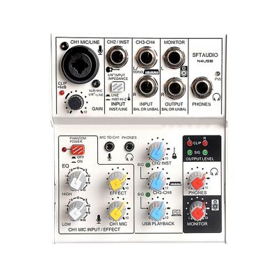 China 2021 China Manufacture Audio Interface 4 Channels Professional Mixer N4USB Voice Line Mixer for sale