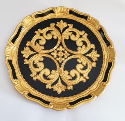 China Disposable International Wedding Tableware Gold Charger Disposable Wooden Black Rattan Dishes Wooden Charger Dishes for sale