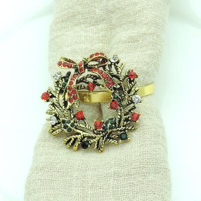 China 2020 International Tableware Sustainable Gold Plated Disposable Christmas Wreath Disposable Cheap Napkin Rings For Table Decoration for sale