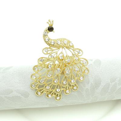 China Elegant International Dinnerware Peacock Napkin Ring Gold Plated Holiday Table Decoration for sale