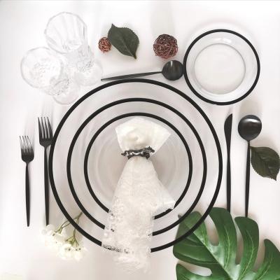 China Wholesale Viable Transparent Glass Wedding Charger Plates Clear Glass Dinner Dishes 4pcs Sets for sale