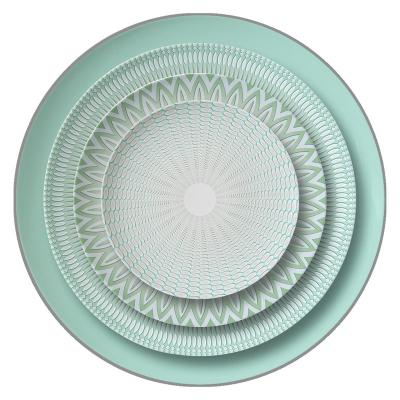 China Viable Fancy Design Mint Green Bone China Dinner Dish Sets Luxury Tableware Dishes Dishes For Wedding for sale