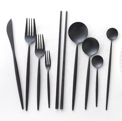 China International Sustainable Tableware Wholesale Mat And Mirror Black Wedding Stainless Steel Cutlery Set On Sale for sale