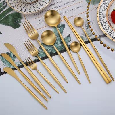 China Sustainable Hot Sale Stainless Steel Gold Rose Gold Flatware Silver Wedding Luxury Cutlery Set for sale