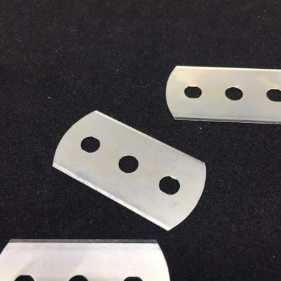 China Building Material Shops Carbon Steel 3 Hole Round Head Razor Blade For Foil Wrapping Cutter Blade for sale