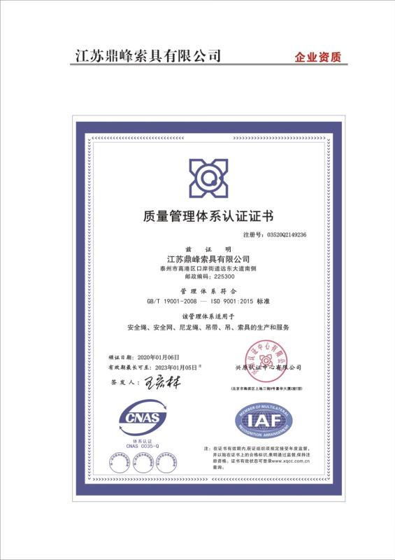 ISO9001 - Jiangsu Dofull Rigging Co., Ltd.