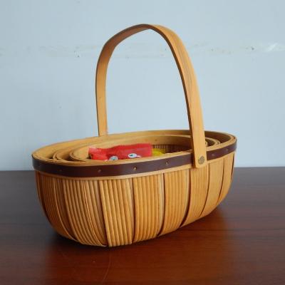 China China Hand - Woven Wooden Picnic Hanging Basket Traditional Storage Basket for sale