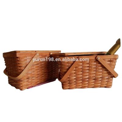 China United State 6 Person Use Woven Wood Chip Picnic Basket Coke For Packing for sale