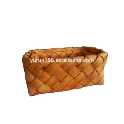 China Sustainable Japanese Type Woven Wood Chip Storage Basket Bread Baskets for sale