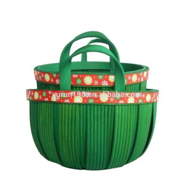 China Sustainable Natural Handmade Wood Chip Storage Baskets Christmas Baskets for sale