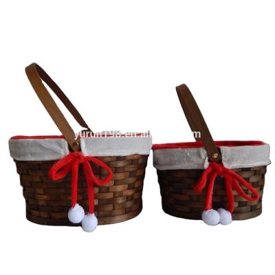 China Europe Woven Wood Chip Christmas Hanging Storage Baskets for sale