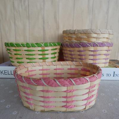 China Sustainable Chinese Woven Colorful Bamboo Storage Basket For Home Decoration for sale