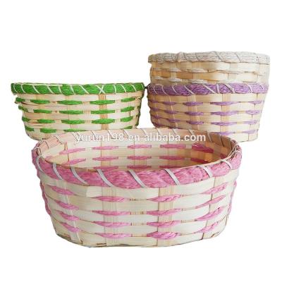 China Natural handmade decorative colorful bamboo fruit basket for sale