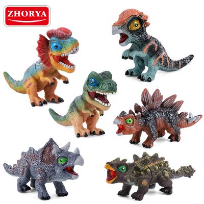 China Kids Rubber Safe Education PVC Toy Zhorya IC Stretch Dinosaurs Set Dinosaur Soft Rubber Toys With Noise for sale