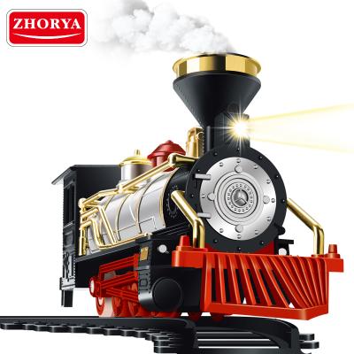 China Toy Zhorya Battery Operated Plastic Slot Track Railway Toy Electric Train with Smoke for sale