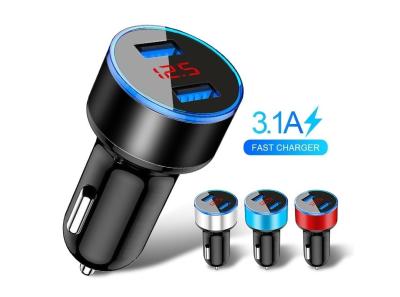 China Xiaomi Samsung 3.1A LED Display 15.5W PD Dual USB Car Charger for sale