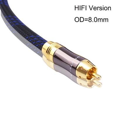 China 8.0mm Wire RCA HIFI Coaxial 75 Ohm OFC Subwoofer 3.5mm Audio Cable for sale