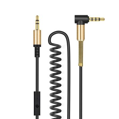 China Male To Male 90 Degree Gold Plated Aux Spring 3.5mm Audio Cable for sale