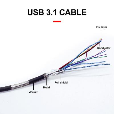 China Customize USB 3.1 Engineering Cable AWG22# / 32# 80℃ 30V for sale