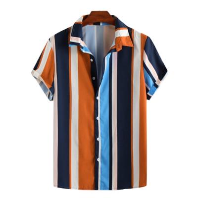 China Mzl's Love Men's Striped Shirt Men's Breathable Beach Hawaiian Floral Shirt Short Sleeve Blouse for sale