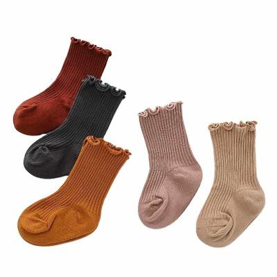 China Antibacterial Kids Ribbed Newborn Baby Socks Cotton Toddler Ruffle Knitted Cheap Babies Socks for sale