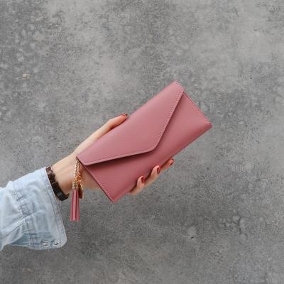 China Waterproof New Arrival Simple Zipper Clips Soft Slim Wallets Leather Woman Designer PU Long Section Clutch Wallet for sale