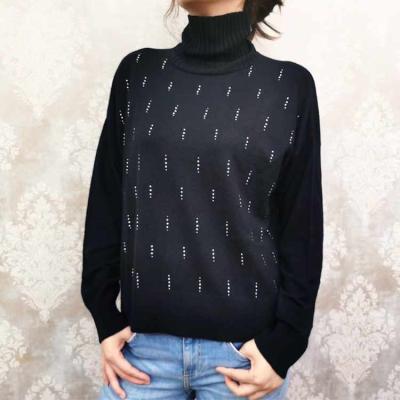 China Other custom made black and white wool turtle neck women winter sweater ladies plus size turtle neck sweater women for sale