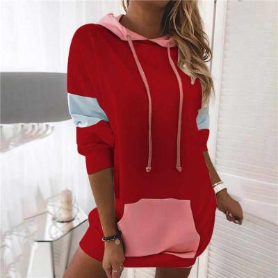 China Autumn And Winter New Women's Stitching Contrast Breathable T-Shirt Women Long Sleeve Hooded Top for sale