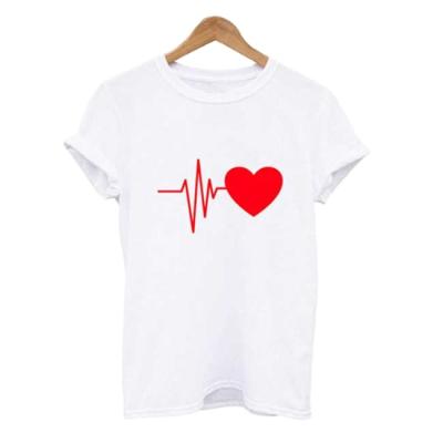 China Mzl Breathable Love Pure Color Tops For Men And Women Beaten Love Short Sleeve Women's T-shirt Plus-size Ladies Bottom Blouse for sale