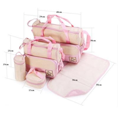 China Creathable Wholesale 5pcs Combination Baby Diaper Bag Multifunctional Baby Diaper Bag zu verkaufen