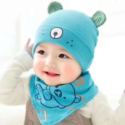 Chine Cute Dobby Wholesale 100% Cotton Winter Baby Hat And Bib Set Baby Infant Hat à vendre