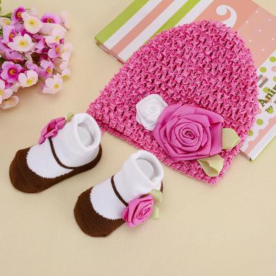 China Eco-friendly Pink Lace Flower Crochet Baby Headband Set zu verkaufen