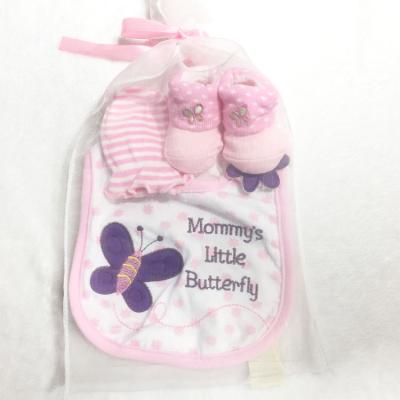 China Hot Sale Antibacterial And High Quality Cute Cartoon Printed Baby Bib Gift Set K01 en venta