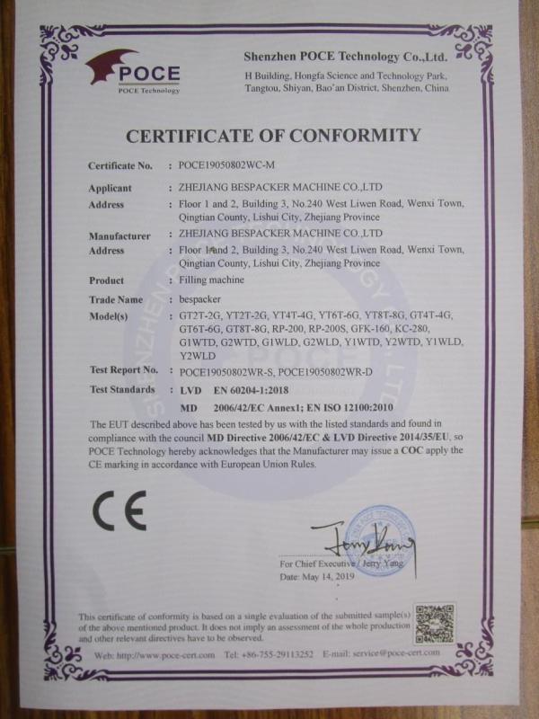 CE - Zhejiang Bespacker Machine Co., Ltd.