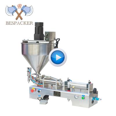 China CLOTHING Bespacker Paste Water Bottle Filling Machine Semi-automatic Pneumatic Liquid Hopper With Mixer for sale