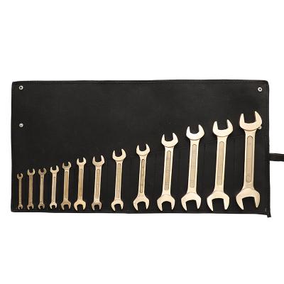 China Low Price Hardware Wholesale DIY Tool Aluminum Bronze Non-sparking Open End Wrench Double Set-13pcs for sale