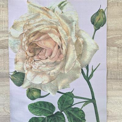 China Fashion White High Quality Low Price Hot Sale Design Illustration Woven Rose Flower Artwork Pattern Custom Garment, Made in China for sale