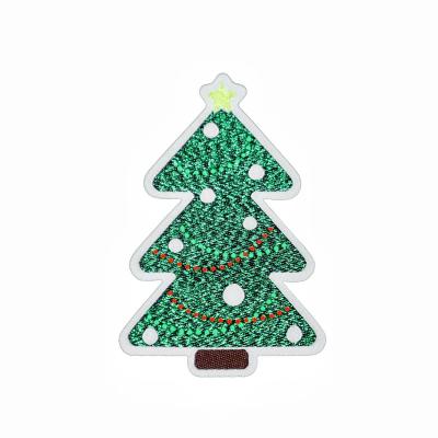 China Christmas Tree Decoration Hotsale Sustainable Fashion Woven Sticker Justwe Design For Bags Clothing Mobile Phone Shell for sale