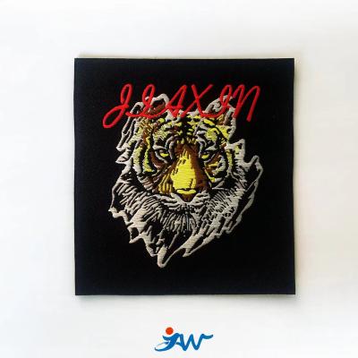 China Custom Design 2022 Chinese Latest Fashion Tiger Year Custom Woven Patch High Quality Garment Brand JustWe Design for sale