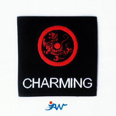 China Custom Design Brand High Quality Garment Latest Fashion Dragon Seal Custom Woven Chinese Style Patch JustWe Design for sale